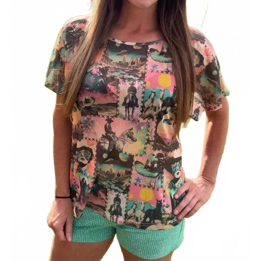 NEW STERLING KREEK cosmic cowgirl top in multi